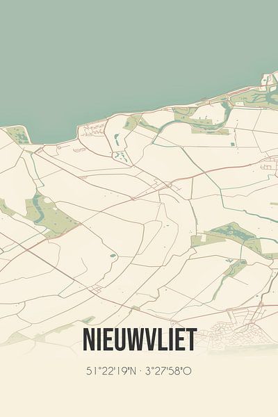 Vintage map of Nieuwvliet (Zeeland) by Prints of Place