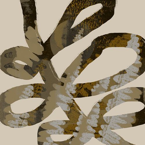 Blad in Boho stijl. 70s retro abstract botanisch