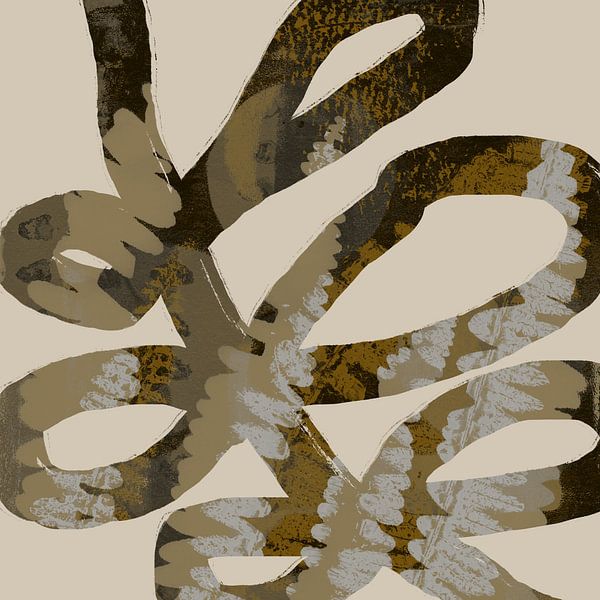 Blad in Boho stijl. 70s retro abstract botanisch van Dina Dankers