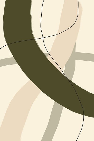 Moderne abstrakte minimalistische organische Formen in grün, beige, schwarz V von Dina Dankers