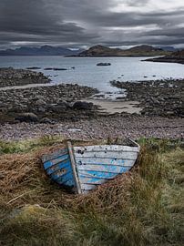 Abandoned wooden rowboat at Loch Ewe Scottish Highlands by Albert Brunsting