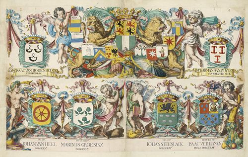 Bovenstuk van de kaart van Rotterdam uit 1694, Romeyn de Hooghea