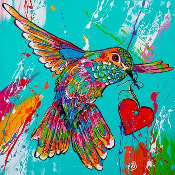 hummingbird with heart by Happy Paintings