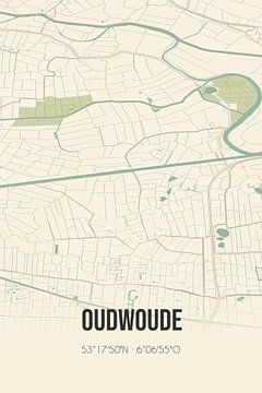 Vintage landkaart van Oudwoude (Fryslan) van Rezona