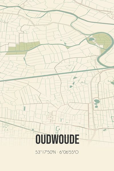 Carte ancienne d'Oudwoude (Fryslan) par Affiches de lieux