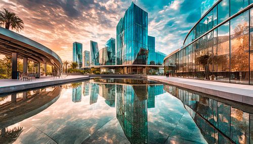 Stadt mit Spiegelung