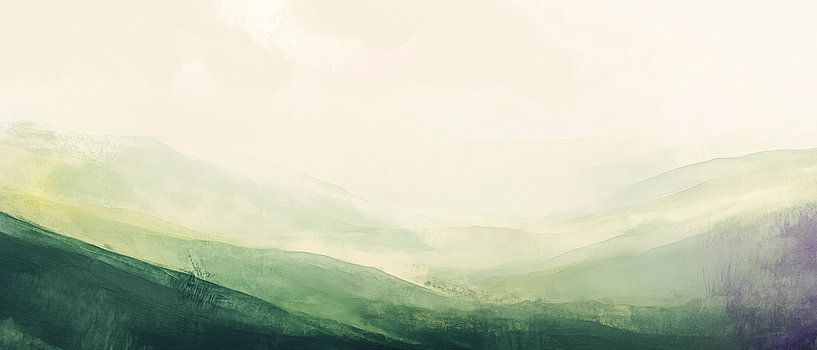 Zachte heuvels in de ochtendnevel van Poster Art Shop