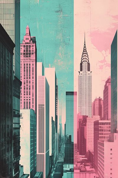 Retro Skyline of New York City by Thea