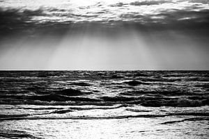 View of the stormy sea in black and white by Sascha Kilmer
