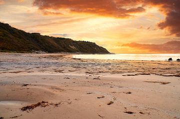 On Blåvand beach at sunset by the sea by Martin Köbsch