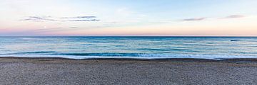Panorama sea and beach in Menton - France by Werner Dieterich