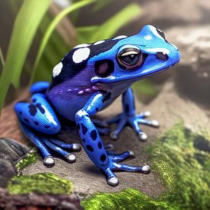 Portrait d'une grenouille bleue au venin de flèche Illustration sur Animaflora PicsStock