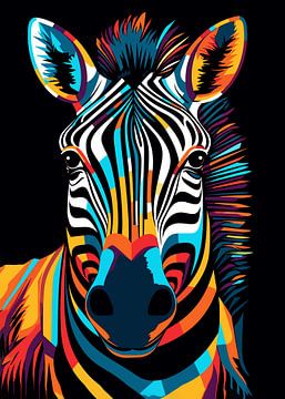 Zebra Dieren Pop Art Kleurstijl van Qreative