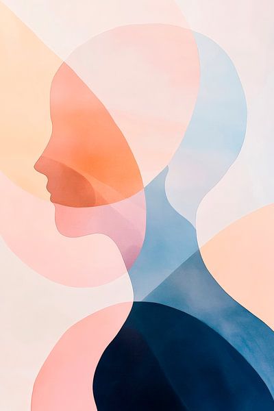 Abstracte silhouetten in zachte kleuren van Poster Art Shop