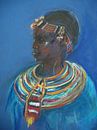 Porträt einer kenianischen Frau. Bunt verziert. von Ineke de Rijk Miniaturansicht