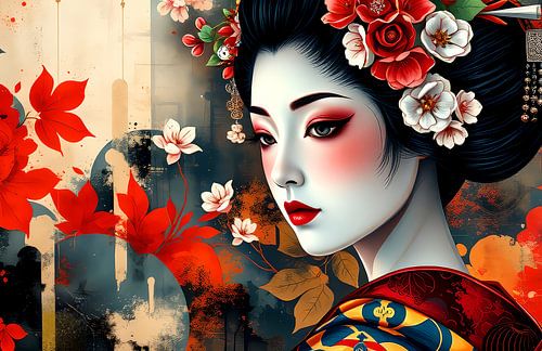 japanse abstracte kunst Geisha