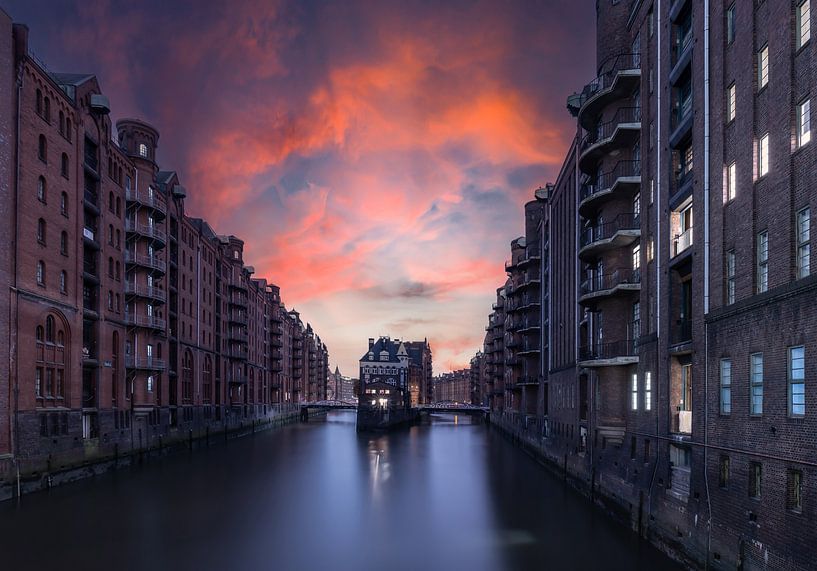 HAmburg Speicherstadt- Sunset at the moated castle by Frank Herrmann