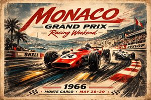Monaco Grand Prix 1966 – Vintage Riviera Formula Racing Poster
