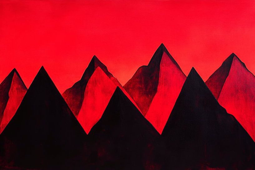 Mountain silhouette in red and black by Poster Art Shop