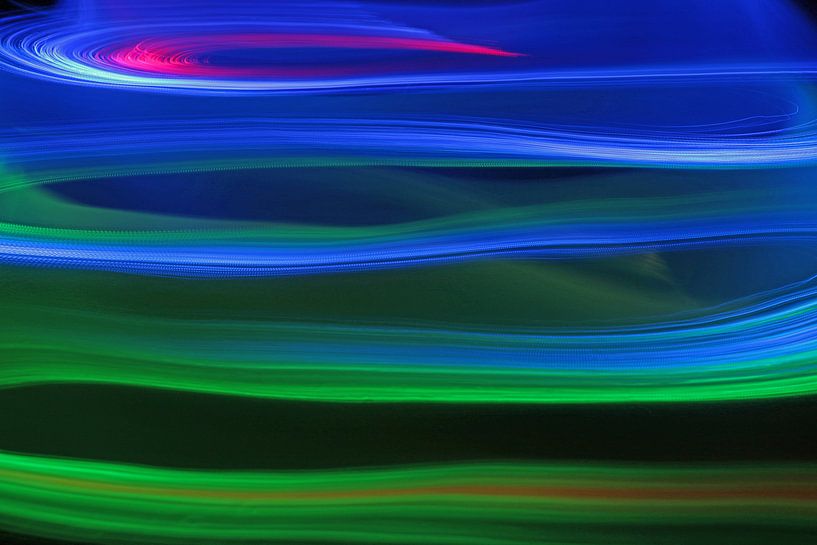 Golvend Water en Land abstract  van Wim Bodewes