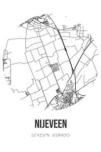 Nijeveen (Drenthe) | Carte | Noir et blanc sur Rezona