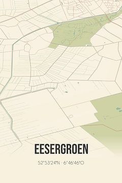 Vintage map of Eesergroen (Drenthe) by Rezona