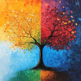 Tree colourful season abstract by TheXclusive Art
