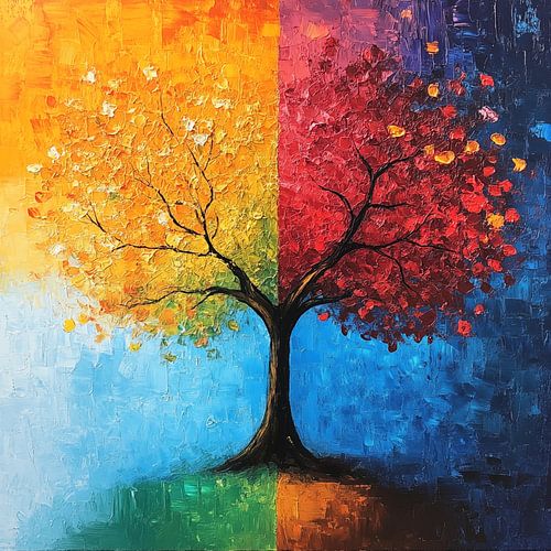 Boom kleurrijk seizoen abstract