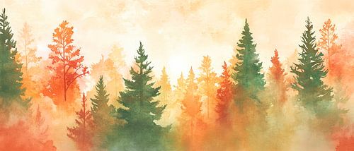 Herbstliche Waldlandschaft im Nebel