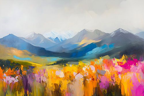 Montagnes fleuries et colorées