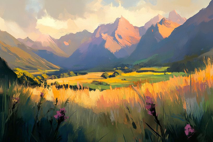 Paysage de montagne, coucher de soleil par Poster Art Shop