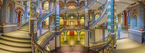 Architecture colorée du Landgericht de Halle (Saale)