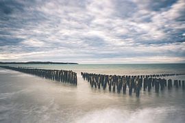 Long exposure of mussel poles on the Opal Coast in France by Daan Duvillier | Dsquared Photography