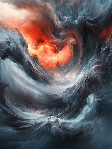 Wervelende storm in blauwe en grijze tinten