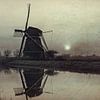 landschap met oude authentieke windmolen van eric van der eijk