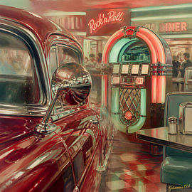Chrome Reflections and Neon Nights by Johannas Art Creations