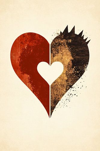 Abstract hart in contrastkleuren