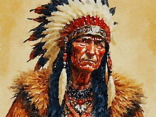 Portret van een Indiaan schilderij