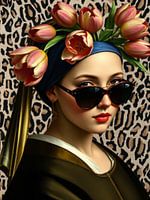 Girl with the tulips | A portrait of a girl with tulips on her head