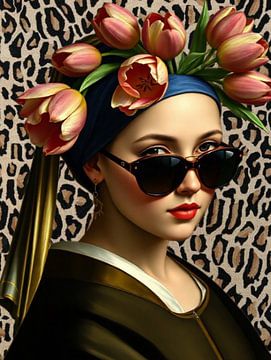 Girl with the tulips | A portrait of a girl with tulips on her head