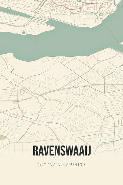 Carte ancienne de Ravenswaaij (Gelderland) par Affiches de lieux