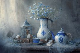 Rustic Romance - Still life in blue and white by Joriali Fine Art