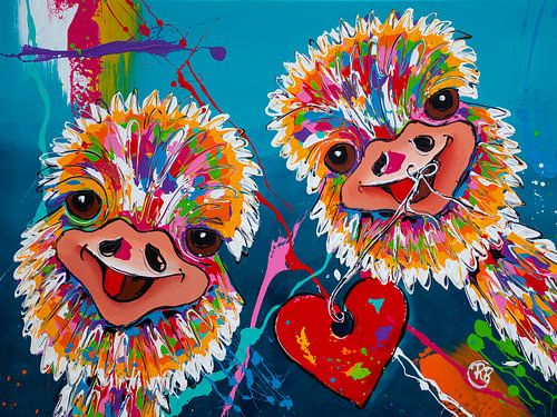 Liefdevol struisvogel duo