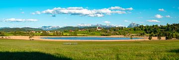 Seeg with view of the Ostallgäu Alps, Säuling and lake by Leo Schindzielorz