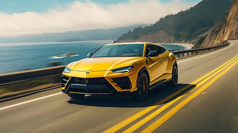 Gelber leistungsstarker Lamborghini Urus von PixelPrestige