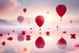 Rote Ballons im Morgenlicht