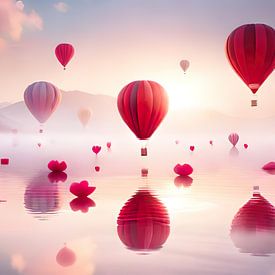 Rote Ballons im Morgenlicht von Ursula Di Chito - Fotografie und Fotokunst