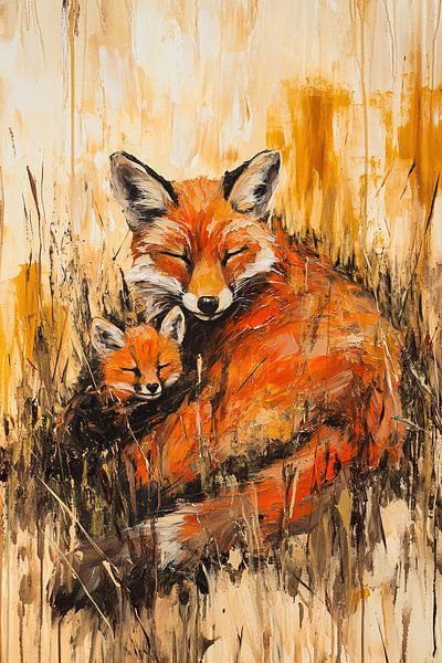 Mère renarde avec ses petits par Imperial Art House