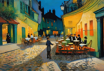 Frans Caféterras in de avond