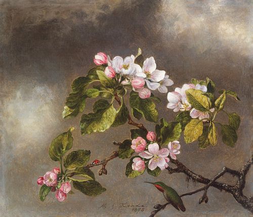 Stilleven met Kolibrie en Appelbloesem van Heade ca. 1875